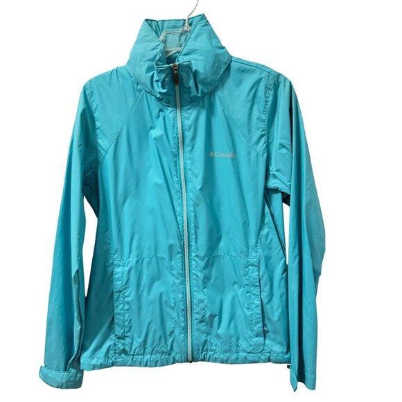 Columbia Womens Windbreaker Jacket Sz S Turquoise Lightweight Water-Resistant - Picture 12 of 12